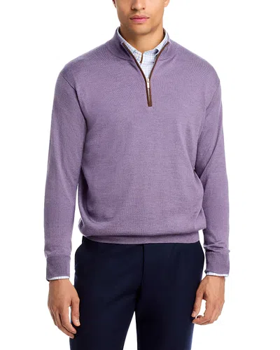 Peter Millar Autumn Crest Suede Trim Quarter Zip Sweater In Multi