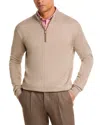 Peter Millar Autumn Crest Suede Trim Quarter Zip Sweater In Neutral