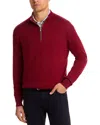 Peter Millar Autumn Crest Suede Trim Quarter Zip Sweater In Red