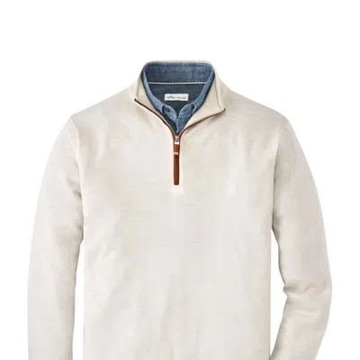 Peter Millar Autumn Crest Suede Trim Quarter-zip Sweater In White