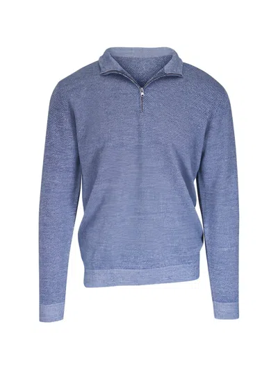 Peter Millar Barlow Zipped-collar Polo Shirt In Blue