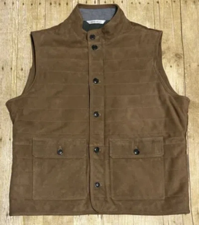 Pre-owned Peter Millar Birchwood Crown Suede Greenwich Vest Jacket Men's Xl $895