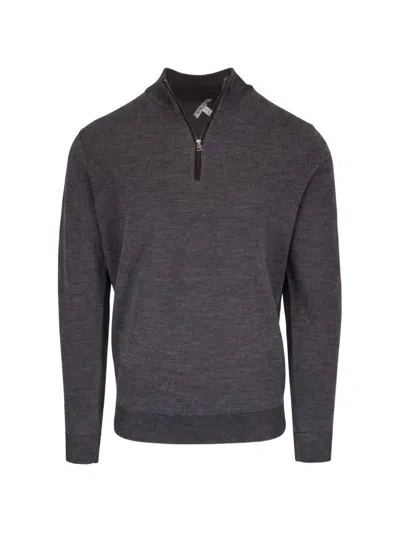 Peter Millar Blair Quarter-zip Knitted Polo Shirt In Gray