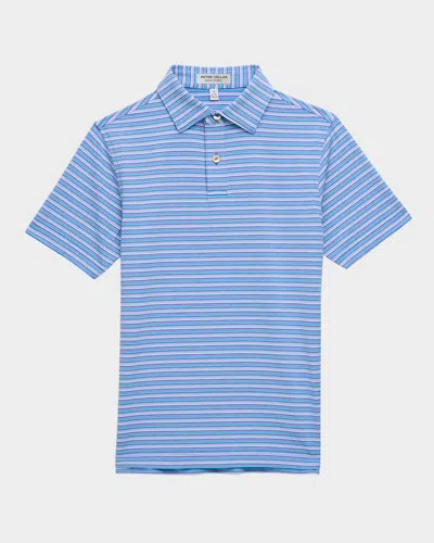 Peter Millar Kids' Boy's Avent Performance Jersey Polo Shirt In Blue Sea