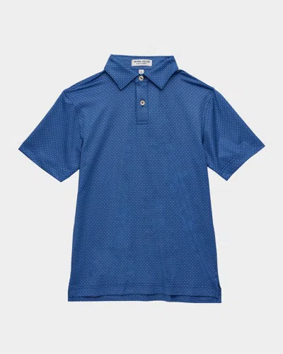 Peter Millar Kids' Boy's Axle Geo Youth Performance Jersey Polo In Blue