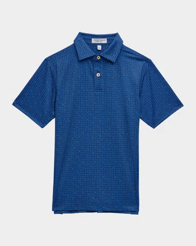 Peter Millar Kids' Boy's Castellina Youth Performance Jersey Polo Shirt In Navy