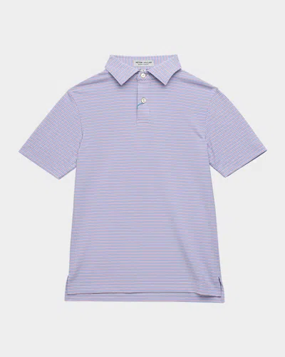 Peter Millar Kids' Boy's Daven Youth Performance Jersey Polo In Purple