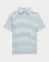 Peter Millar Boy's Dunnes Performance Jersey Polo Shirt In Whitepear Tart