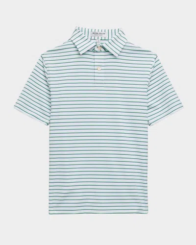 Peter Millar Kids' Boy's Dunnes Performance Jersey Polo Shirt In Whitepear Tart