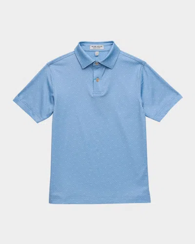 Peter Millar Kids' Boy's Fall Football Youth Performance Jersey Polo In Blue