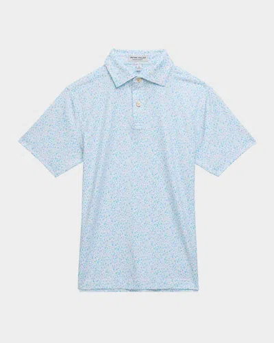 Peter Millar Kids' Boy's Island Jammin Performance Jersey Polo Shirt In White