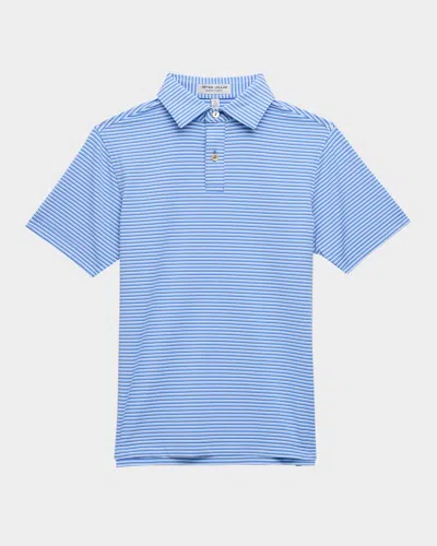 Peter Millar Kids' Boy's Linden Performance Jersey Polo Shirt In Blue Sea