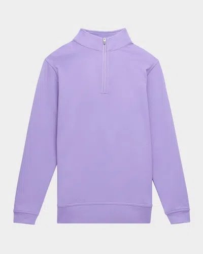 Peter Millar Kids' Boy's Perth Melange Performance Quarter Zip In Ultra Violet