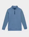 Peter Millar Boy's Perth Youth Sugar Stripe Performance Quarter-zip In Blue