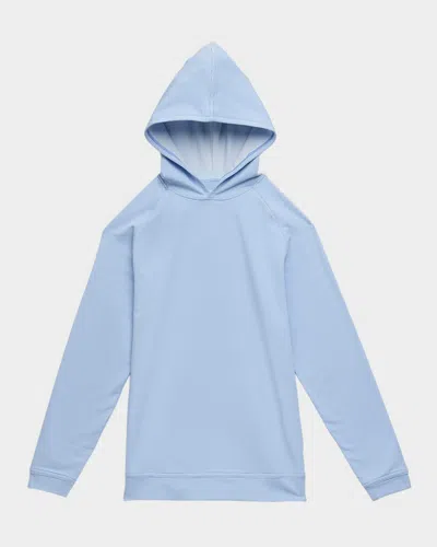 Peter Millar Kids' Boy's Striped Performance Hoodie In Blue