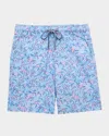 Peter Millar Boy's Summer Shade Swim Trunks In Seaport Blue