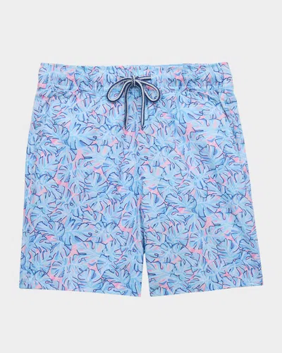 Peter Millar Kids' Boy's Summer Shade Swim Trunks In Seaport Blue
