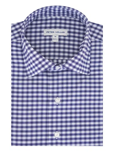 Peter Millar Button Checked Shirt In Blue