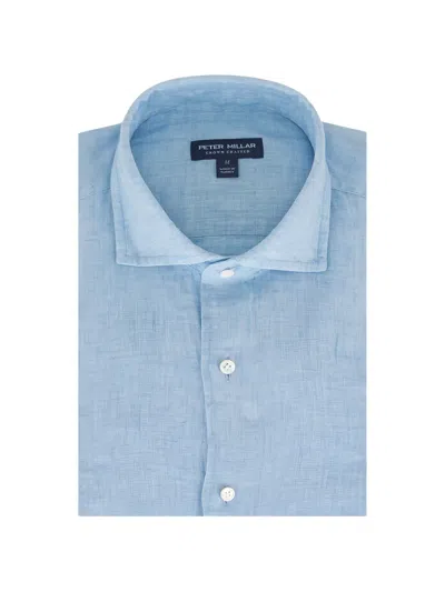 Peter Millar Buttoned Linen Shirt In Blue
