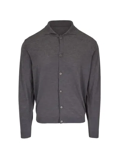 Peter Millar Button-up Collared Cardigan In Black