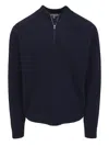 Peter Millar Crescent Ridge Cable Knit Quarter Zip Sweater In Blue