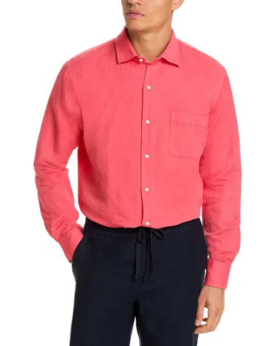 Peter Millar Canal Linen Cotton Sport Shirt In Red