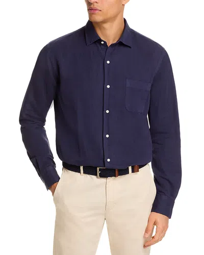 Peter Millar Canal Linen Cotton Sport Shirt In Blue