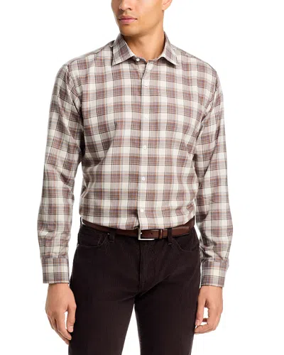 Peter Millar Cannon Performance Flannel Classic Fit Sport Shirt In White