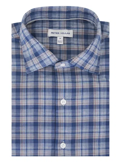 Peter Millar Collared Check Shirt In Blue