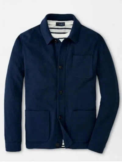 Pre-owned Peter Millar Collection Excursionist Flex Strasse Shirt Jacket Navy L $898 In Blue