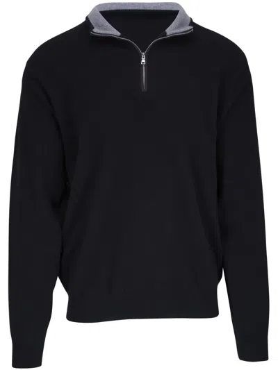 Peter Millar Contrasting-collar Jumper In Black