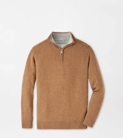 Peter Millar Crescent Quarter-zip Jumper In Brown