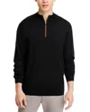 Peter Millar Men's Autumn Crest Suede-trim Quarter-zip Sweater In Black