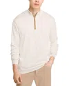 Peter Millar Men's Autumn Crest Suede-trim Quarter-zip Sweater In Ivory
