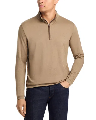 Peter Millar Crown Crafted Albatross Pique Quarter Zip Sweater In Brown