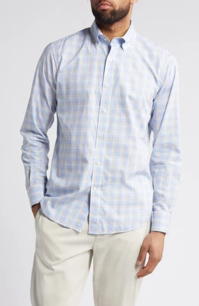 Peter Millar Crown Crafted Plaid Flex Finish Cotton Button-down Shirt In Blue Frost