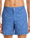 Peter Millar Crown Crafted Santa Barbara Palms 6 Swim Trunks In Blue
