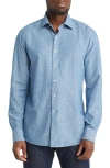 PETER MILLAR CROWN CRAFTED SELVEDGE COTTON CHAMBRAY BUTTON-UP SHIRT