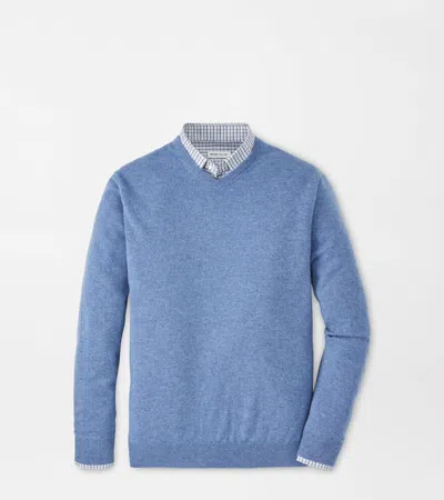 Peter Millar Crown Heritage Cashmere V-neck Jumper In Blue