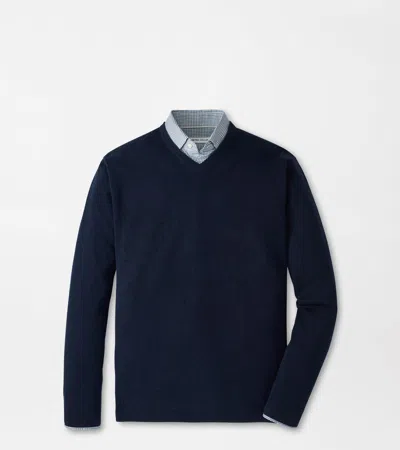 Peter Millar Crown Heritage Cashmere V-neck Jumper In Blue