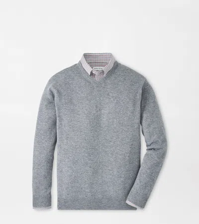 Peter Millar Crown Heritage Cashmere V-neck Jumper In Gray