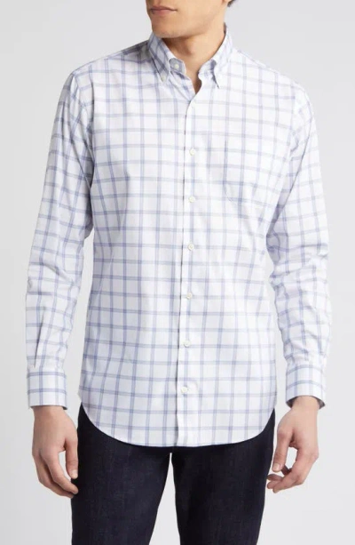 Peter Millar Crown Lite Stretch Cotton Button-down Shirt In White/ Blue