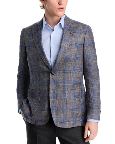 Peter Millar Dawson Regular Fit Plaid Soft Wool Silk Blend Jacket In Espresso