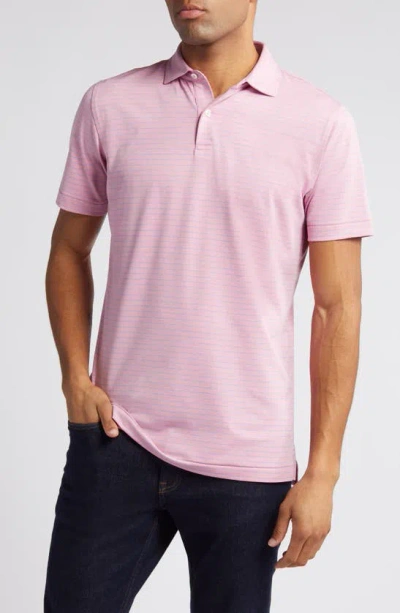 Peter Millar Duet Stripe Performance Golf Polo In Spring Blossom