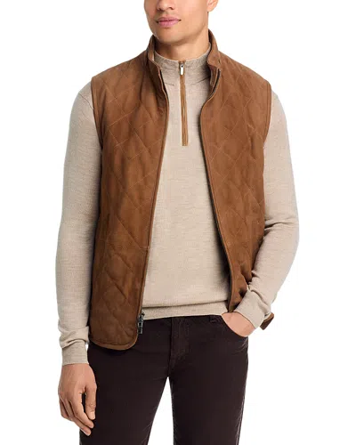 Peter Millar Essex Suede Vest In Brown
