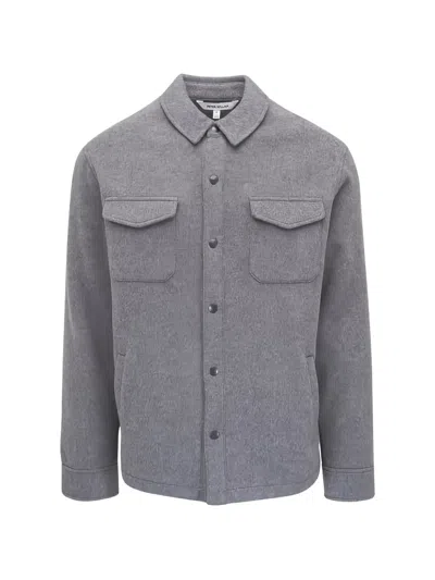 Peter Millar Flap-pocket Collared Jacket In Gray