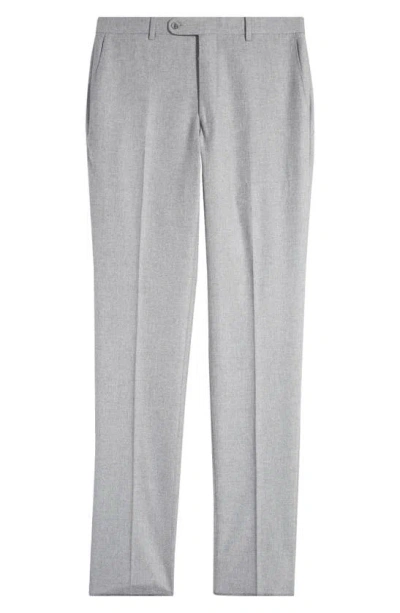 Peter Millar Flat Front Wool Blend Dress Pants In Grey
