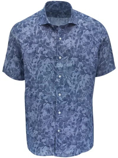 Peter Millar Floral-print Shirt In Blue