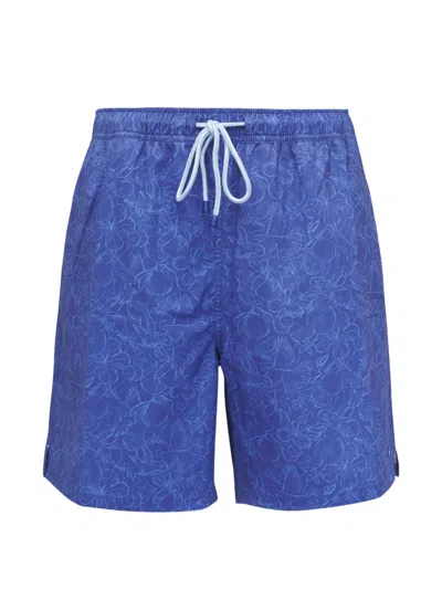 Peter Millar Floral-print Swim Shorts In Blue