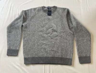 Pre-owned Peter Millar Gale Cashmere Long Sleeve Pullover Sweater Msrp $548 In Gray